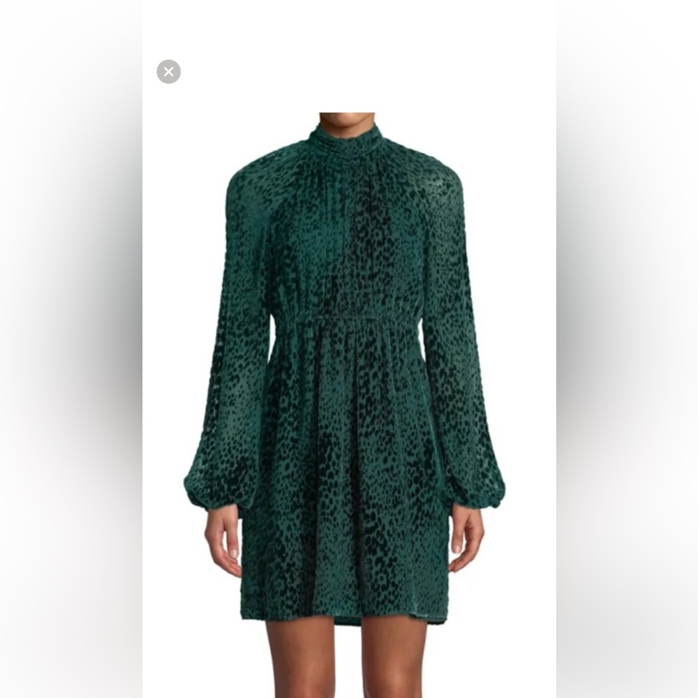 ISO - A.L.C. Nadia Green Leopard Print Long Sleeve Dress